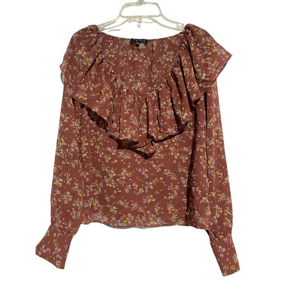 1.State Women's Long Sleeve Ruffled Floral Print Peasant Boho Top Red Size XS - Picture 2 of 5